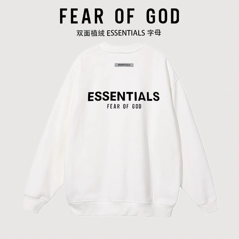 FOG Essentials Double Sided Flocked Letter Sweatshirt Unisex Streetwear Style 5