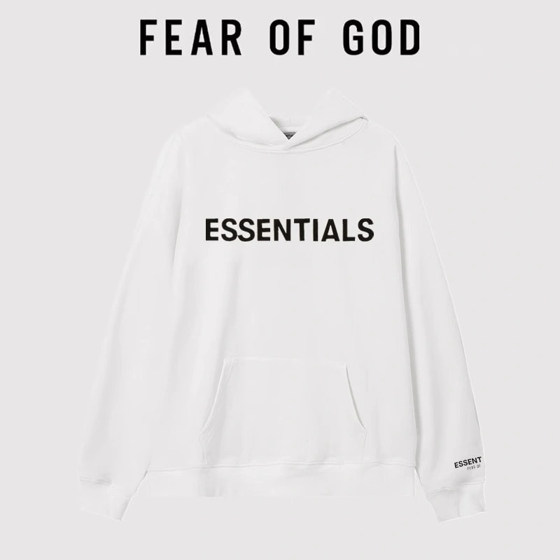 FOG Essentials Letter Hoodie Streetwear Loose Plush Jacket Unisex Style 5