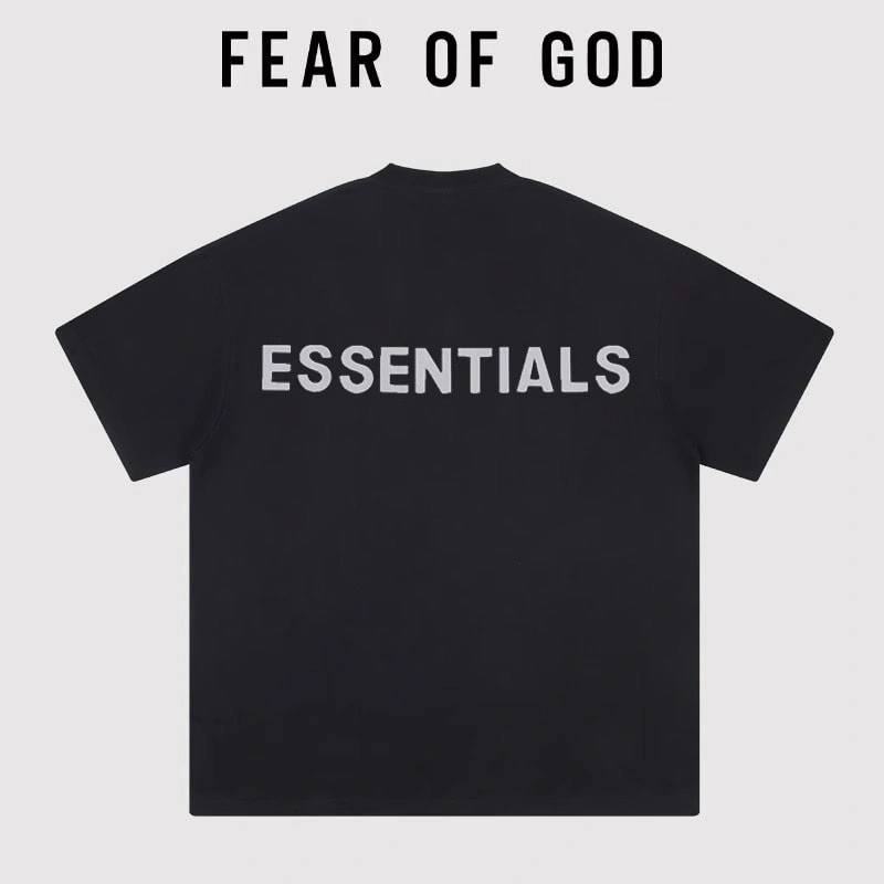 FOG Essentials Reflective Letter Short Sleeve Streetwear T-Shirt Unisex Oversized