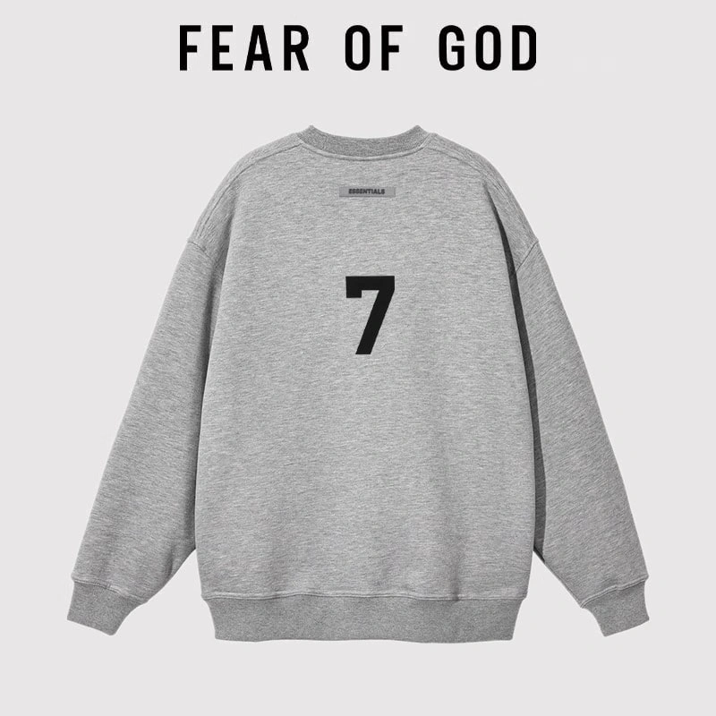 FOG Flocked Number 7 Crew Neck Sweatshirt Unisex Streetwear Couple Top Style 4