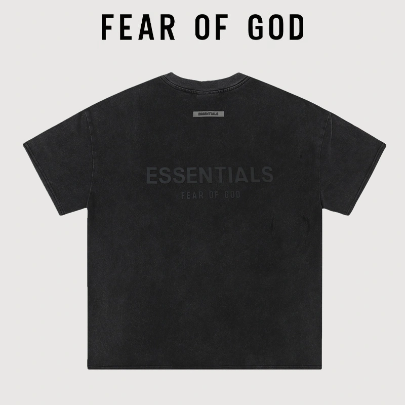 FOG Heavy Cotton Essentials Vintage Wash Short Sleeve T-Shirt 1977 Streetwear Couple Summer Style 1