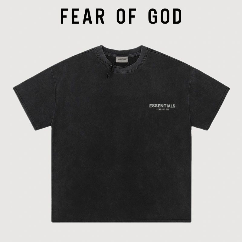 FOG Heavy Cotton Essentials Vintage Wash Short Sleeve T-Shirt 1977 Streetwear Couple Summer Style 6