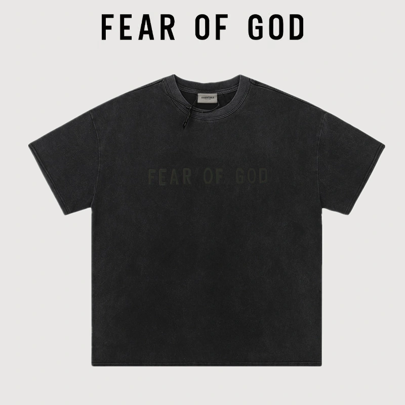 FOG Heavy Cotton Essentials Vintage Wash Short Sleeve T-Shirt 1977 Streetwear Couple Summer Style 7