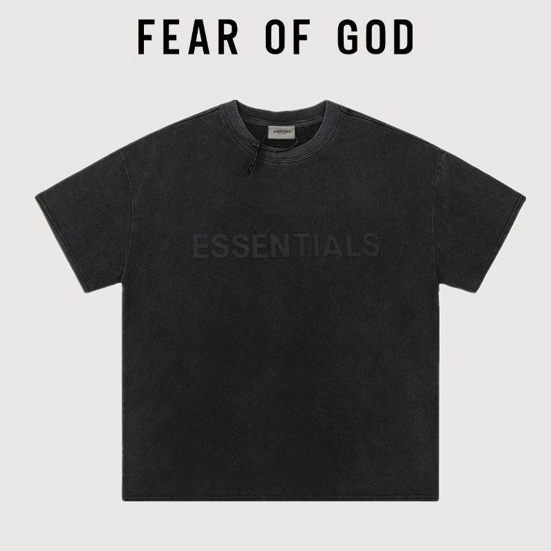 FOG Heavy Cotton Essentials Vintage Wash Short Sleeve T-Shirt 1977 Streetwear Couple Summer