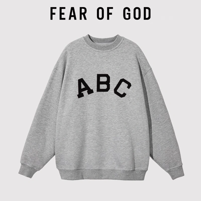 FOG Seventh Season ABC Flocked Letter Sweatshirt Loose Couple Streetwear Style 1