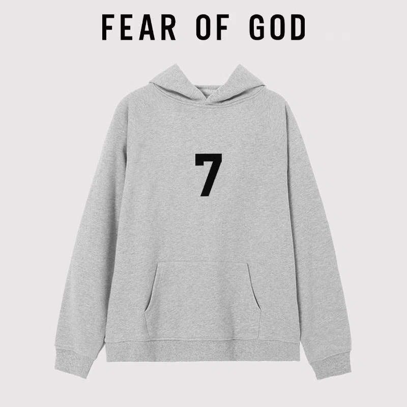 FOG Seventh Season Mainline Number 7 Flocked Hooded Sweatshirt Unisex Streetwear Style 2