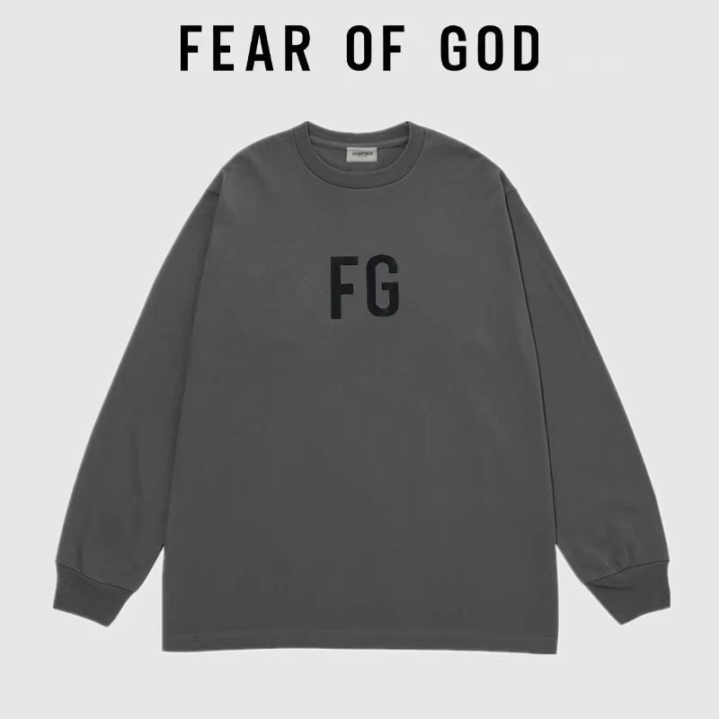 FOG Street FG Letter Long Sleeve Crew Neck T-Shirt Cotton Unisex Loose Autumn Style 1