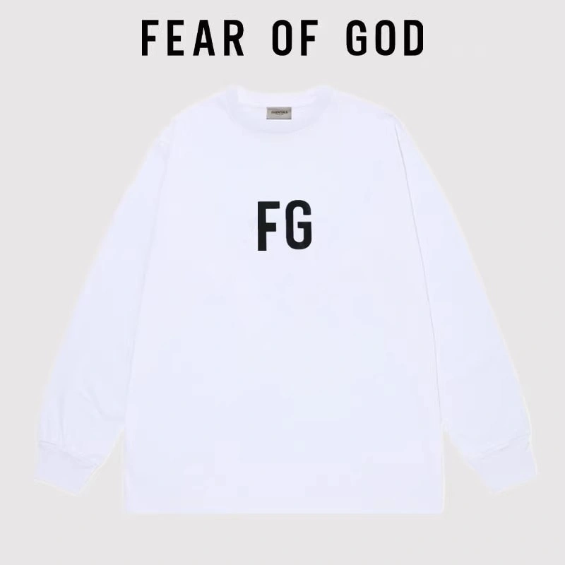 FOG Street FG Letter Long Sleeve Crew Neck T-Shirt Cotton Unisex Loose Autumn Style 3
