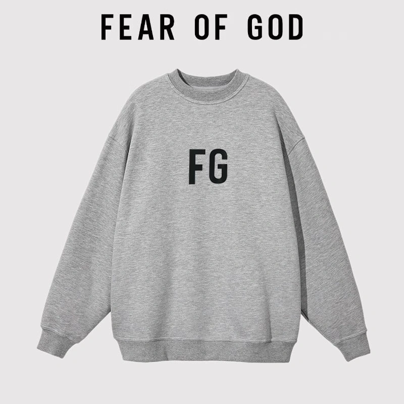 FOG Streetwear FG American Crew Neck Letter Sweatshirt Unisex Loose Autumn Style 2