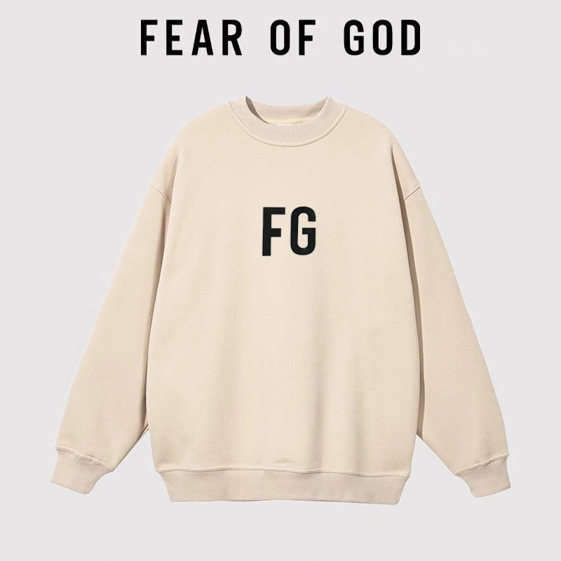 FOG Streetwear FG American Crew Neck Letter Sweatshirt Unisex Loose Autumn Style 4