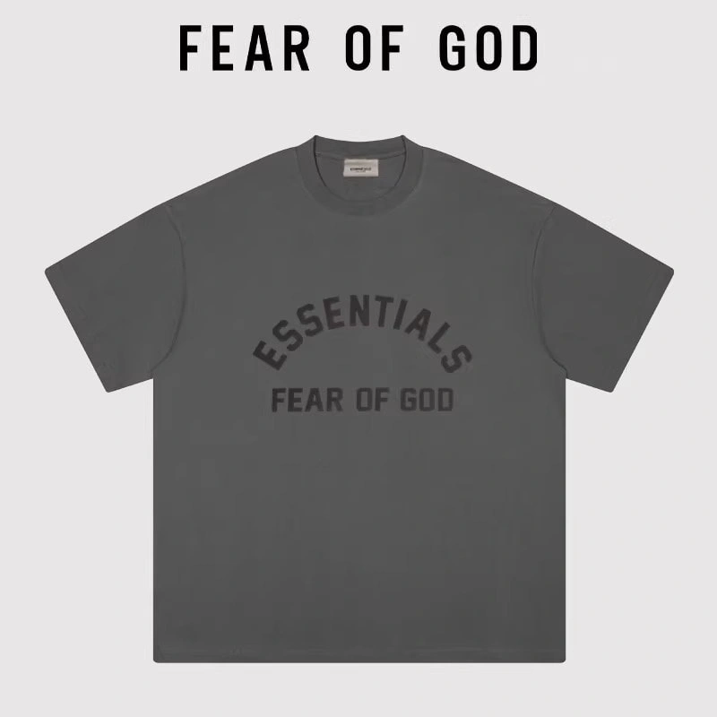 Jackson Wang’s Style FOG Essentials 3D Letter Short Sleeve Streetwear T-Shirt Style 2