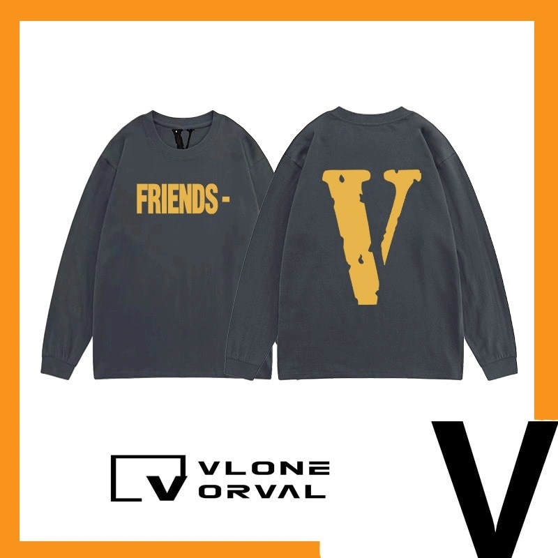Vlone New Solid V Long Tee Unisex Cotton Long Sleeve Celebrity Style Style 18