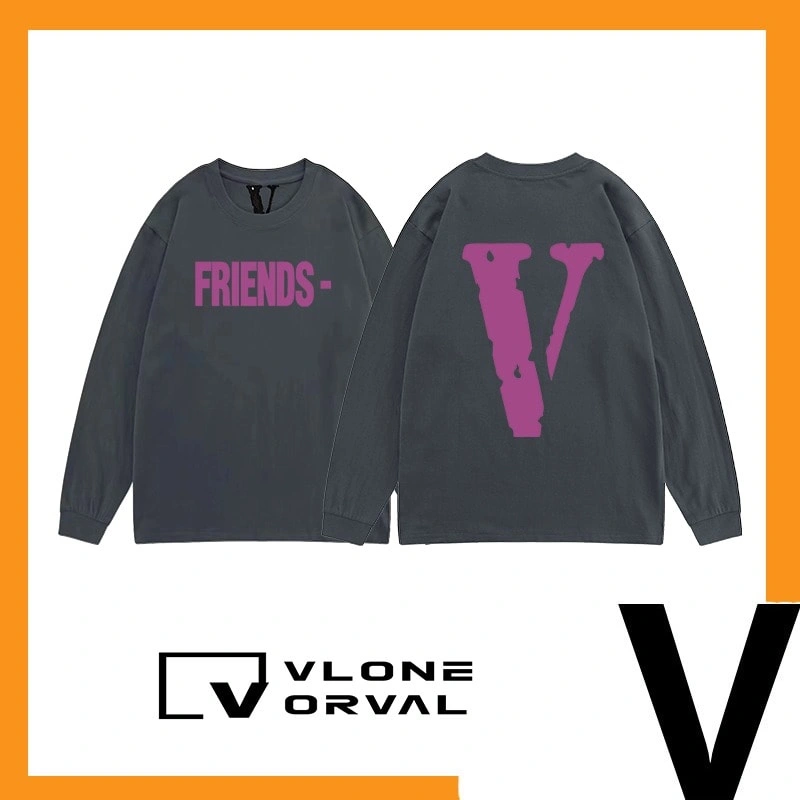 Vlone New Solid V Long Tee Unisex Cotton Long Sleeve Celebrity Style Style 21
