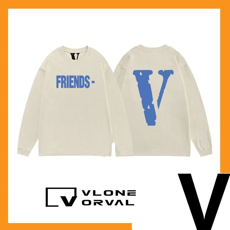 Vlone New Solid V Long Tee Unisex Cotton Long Sleeve Celebrity Style Style 29
