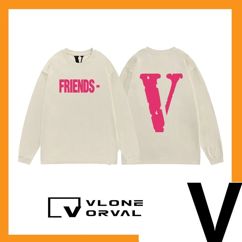 Vlone New Solid V Long Tee Unisex Cotton Long Sleeve Celebrity Style Style 4