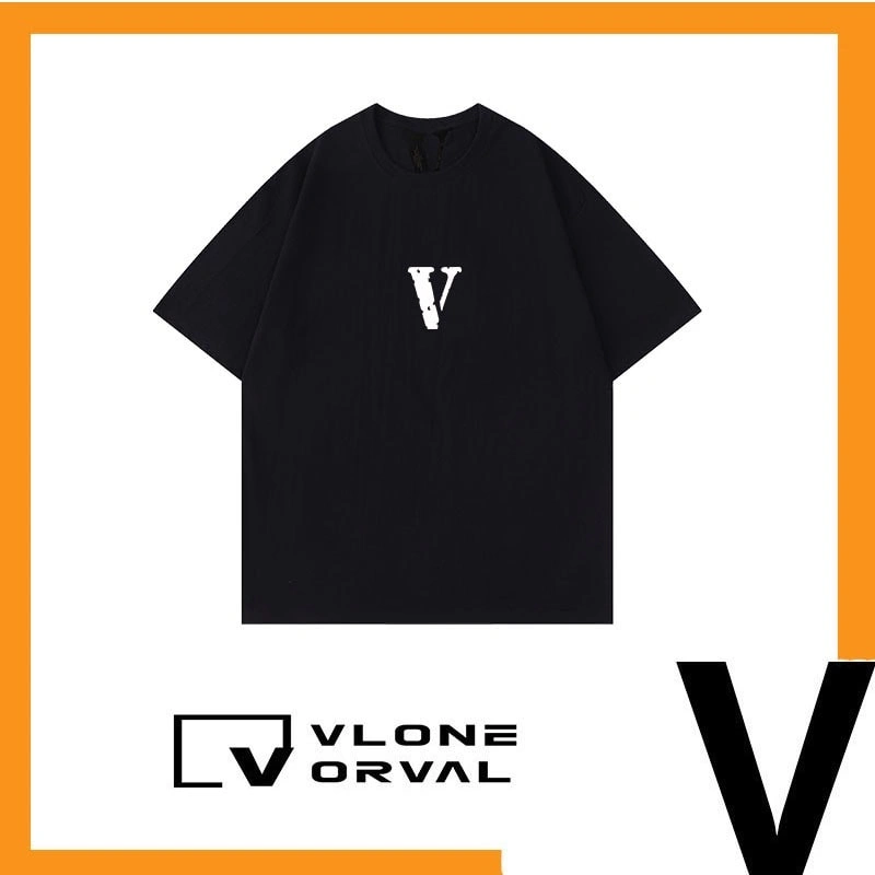Vlone Orval Basic Logo Print Heavy Cotton Short Sleeve T-Shirt Couple Casual Men Style 1