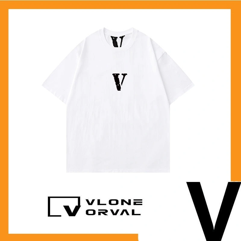 Vlone Orval Basic Logo Print Heavy Cotton Short Sleeve T-Shirt Couple Casual Men