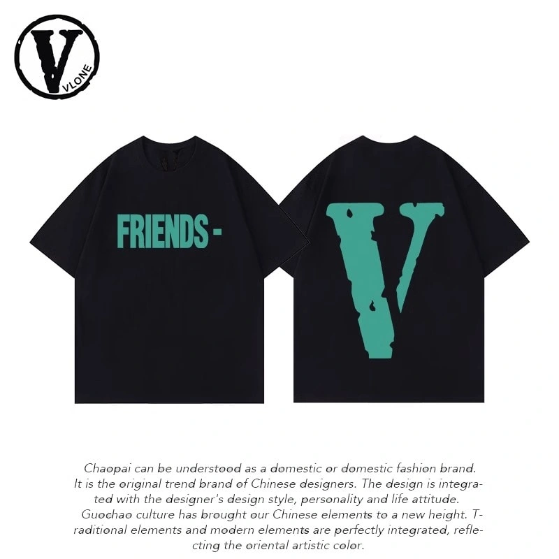 Vlone Orval Big V Phantom Color Hollow Loose Short Sleeve T-Shirt Couple Trendy American Street Summer Style 18