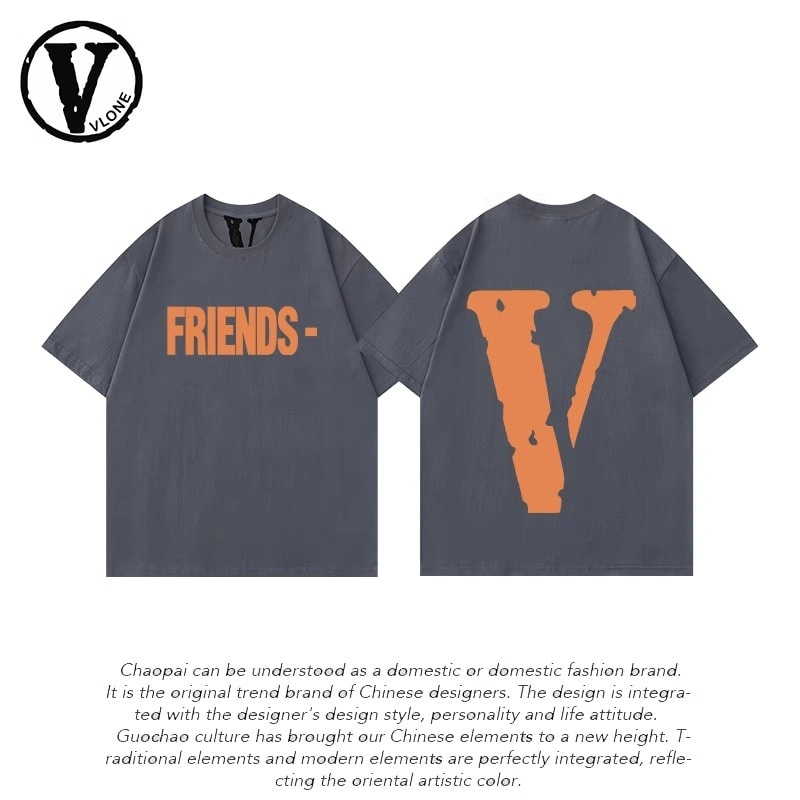 Vlone Orval Big V Phantom Color Hollow Loose Short Sleeve T-Shirt Couple Trendy American Street Summer Style 24