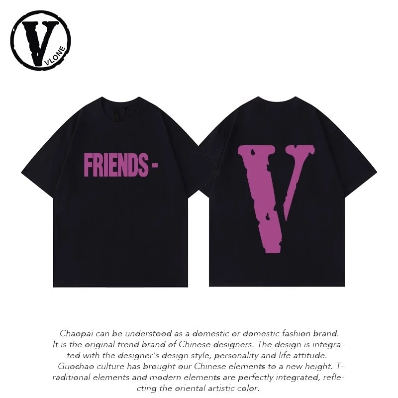 Vlone Orval Big V Phantom Color Hollow Loose Short Sleeve T-Shirt Couple Trendy American Street Summer Style 29
