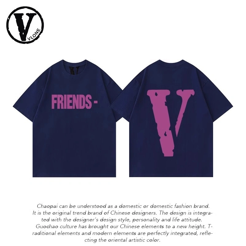 Vlone Orval Big V Phantom Color Hollow Loose Short Sleeve T-Shirt Couple Trendy American Street Summer Style 31