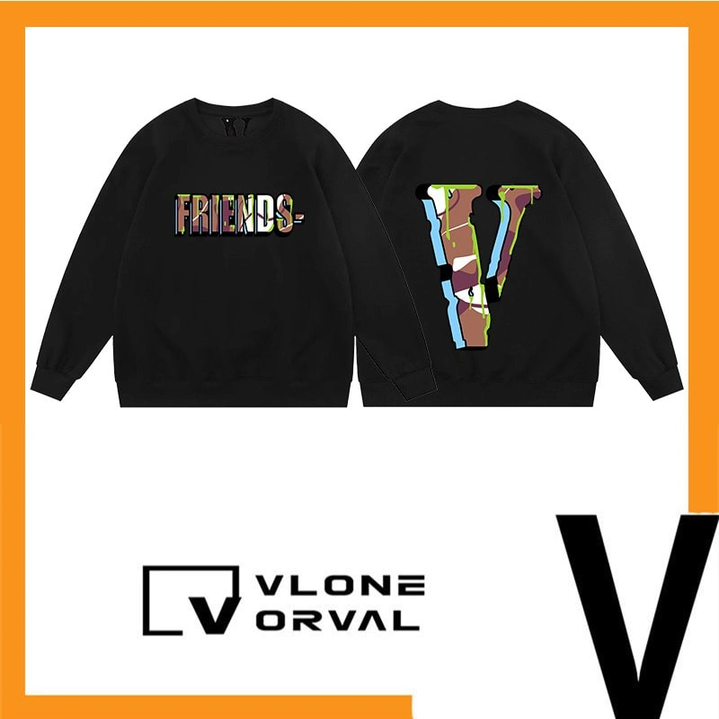 Vlone Orval Camouflage Big V Crewneck Sweatshirt Trendy American High Street Loose Cotton Women Style 1