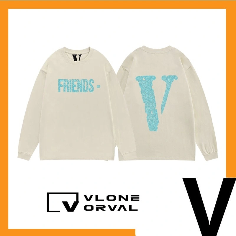 Vlone Orval Crack Pattern Big Logo Print Long Sleeve T-Shirt Unisex Trend Style 5
