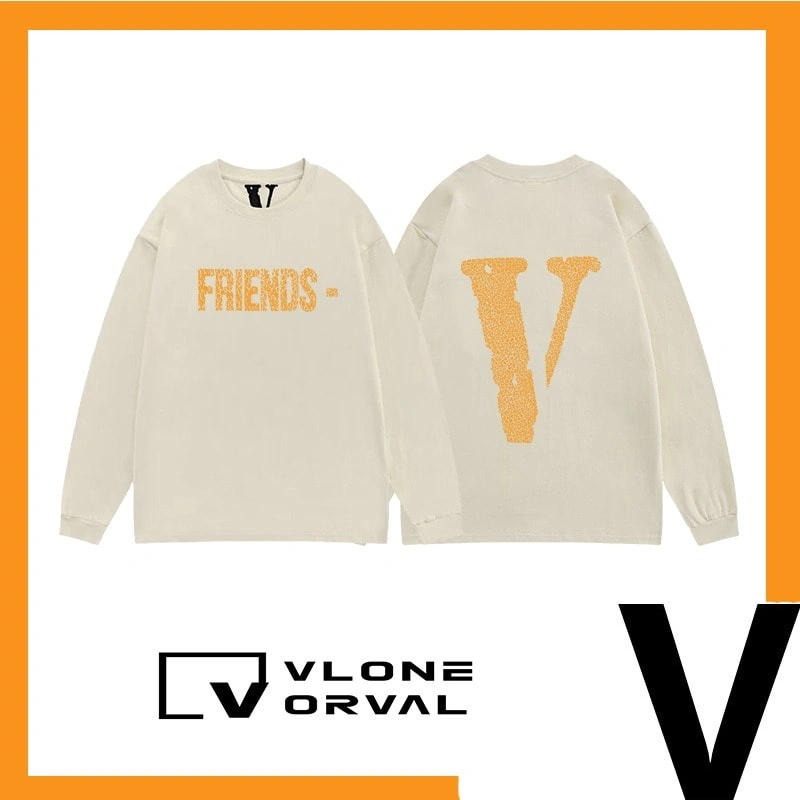 Vlone Orval Crack Pattern Big Logo Print Long Sleeve T-Shirt Unisex Trend Style 6