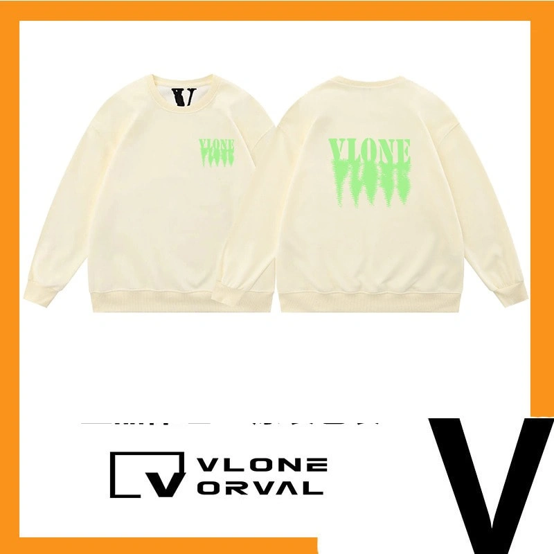 Vlone Orval Green Reflection V Sweatshirt Unisex American Trend Crew Neck Style 2