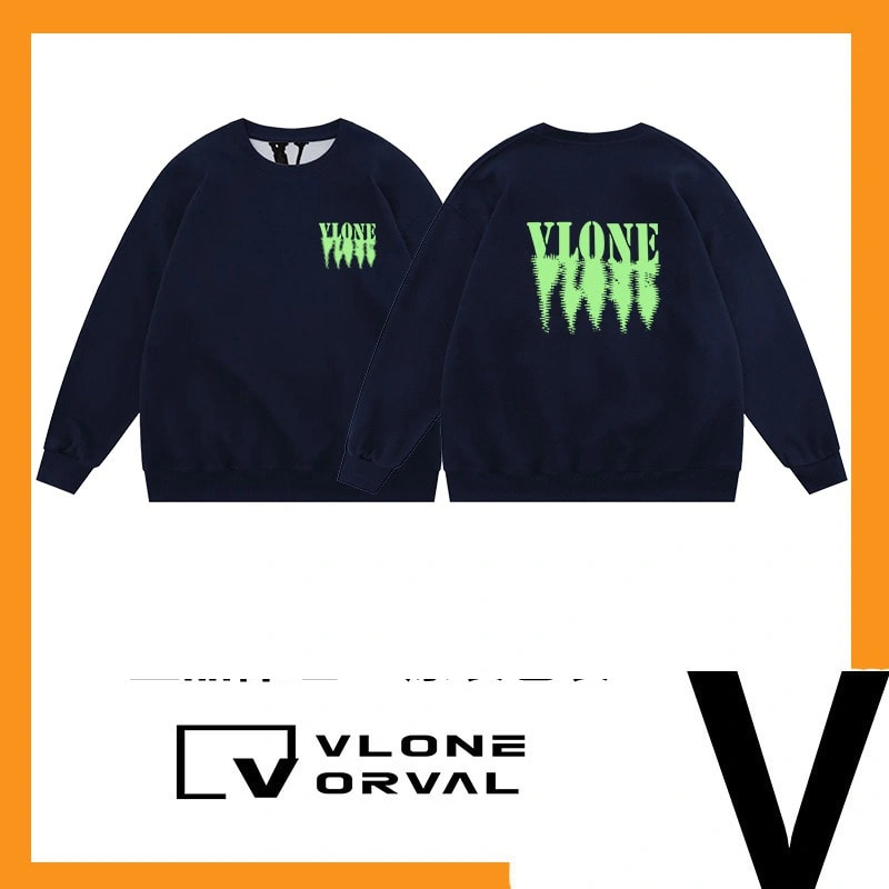 Vlone Orval Green Reflection V Sweatshirt Unisex American Trend Crew Neck Style 3