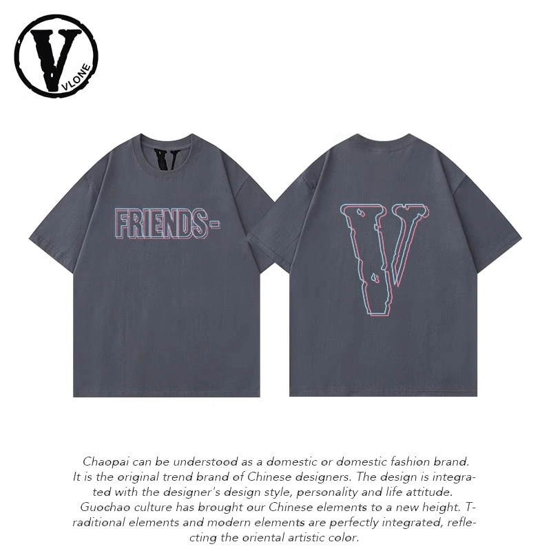Vlone Orval Mercury Big V Trendy American Loose Summer Couple Short Sleeve T-Shirt Style 1