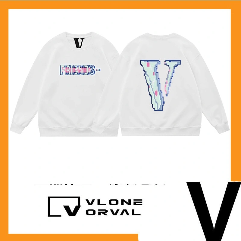 Vlone Orval Mosaic Letter Big V Trendy American Oversized Crewneck Sweatshirt Women