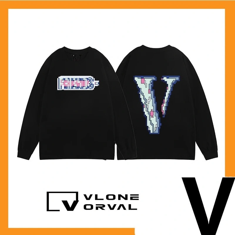 Vlone Orval Mosaic Letter V Long Sleeve T-Shirt Unisex Casual Style 2