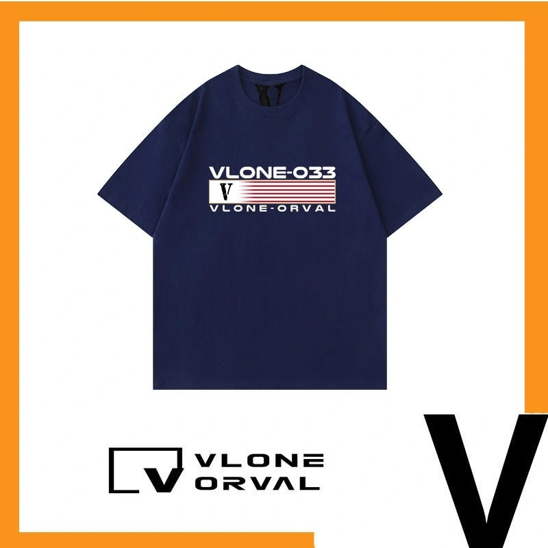 Vlone Orval National Trend R Logo Print Heavy Cotton Short Sleeve T-Shirt Casual Men Style 2