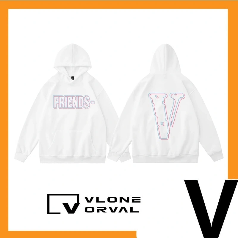 Vlone Orval Phantom Color Hollow V Design Hoodie Unisex Loose Fit
