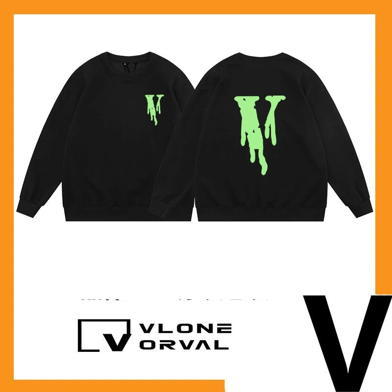 Vlone Orval Pure Green Graffiti V Print Crew Neck Sweatshirt Unisex Style 1