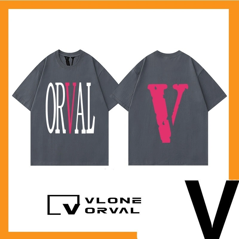 Vlone Orval Rainbow Tie Dye Big V Logo Loose Short Sleeve T-Shirt Couple Trendy Street Summer