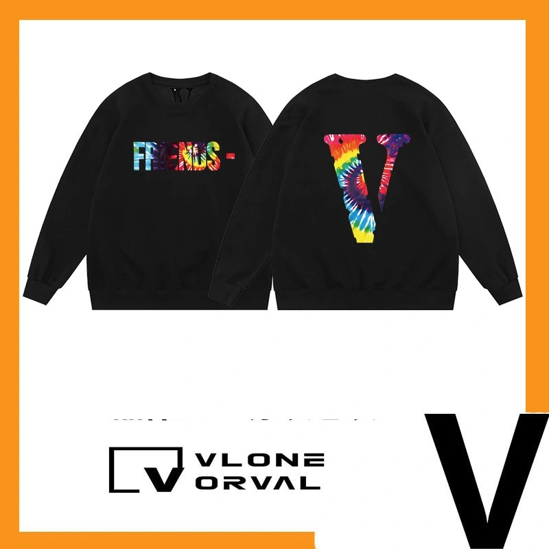 Vlone Orval Rainbow Tie Dye Big V Sweatshirt American Trend Oversized Men’s Crewneck Women Style 1