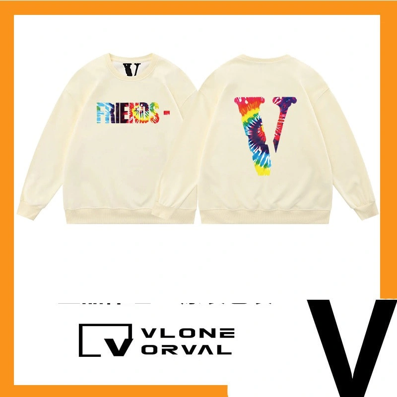 Vlone Orval Rainbow Tie Dye Big V Sweatshirt American Trend Oversized Men’s Crewneck Women Style 2