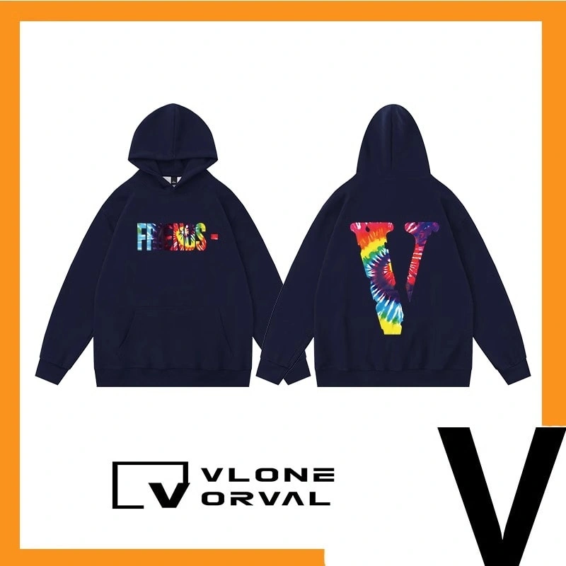 Vlone Orval Rainbow Tie Dye V Long Sleeve Hoodie Unisex Loose Fit Style 3