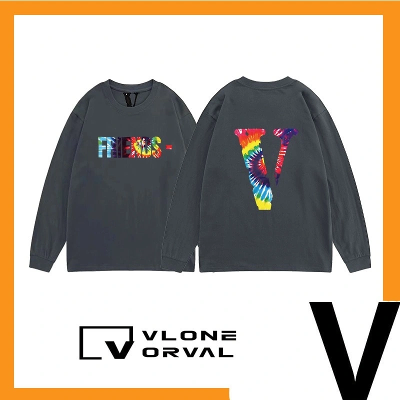 Vlone Orval Rainbow Tie Dye V Long Sleeve T-Shirt Unisex Trend Style 1