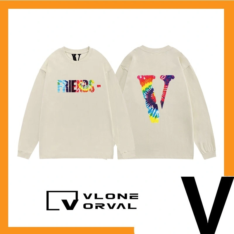 Vlone Orval Rainbow Tie Dye V Long Sleeve T-Shirt Unisex Trend Style 3