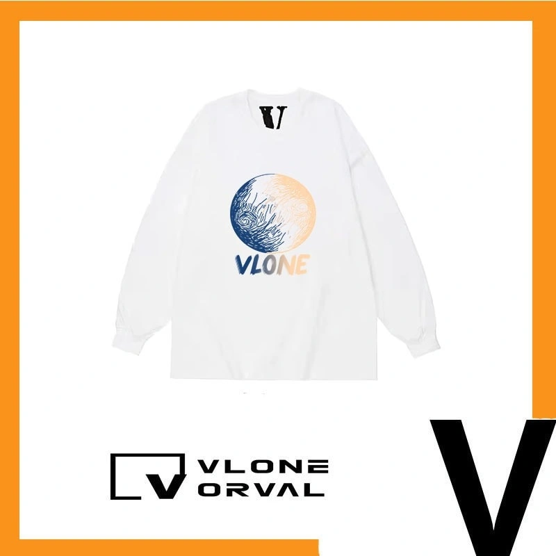 Vlone Orval Round Neck Long Sleeve Print T-Shirt Unisex Casual
