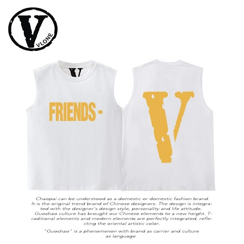 Vlone Orval Solid V Sleeveless Vest Unisex American Trend Cotton Style 3