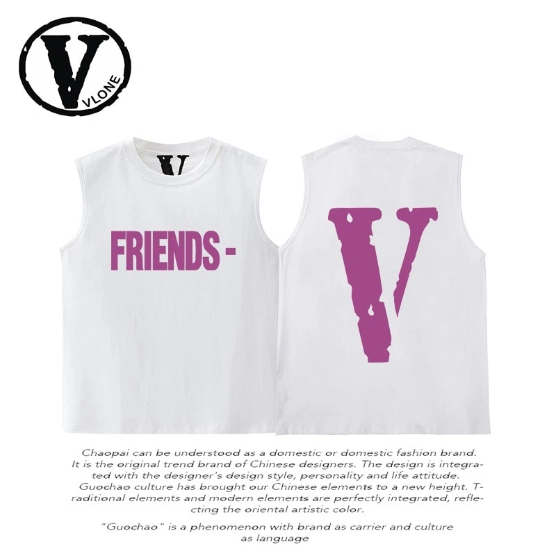 Vlone Orval Solid V Sleeveless Vest Unisex American Trend Cotton