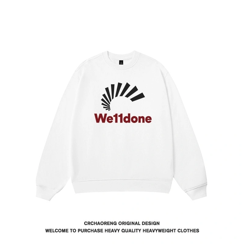 We11done Konne 2024 New Trend Brand Long Sleeve Shirt Loose Versatile Grey Crew Neck Sweatshirt Men Style 1