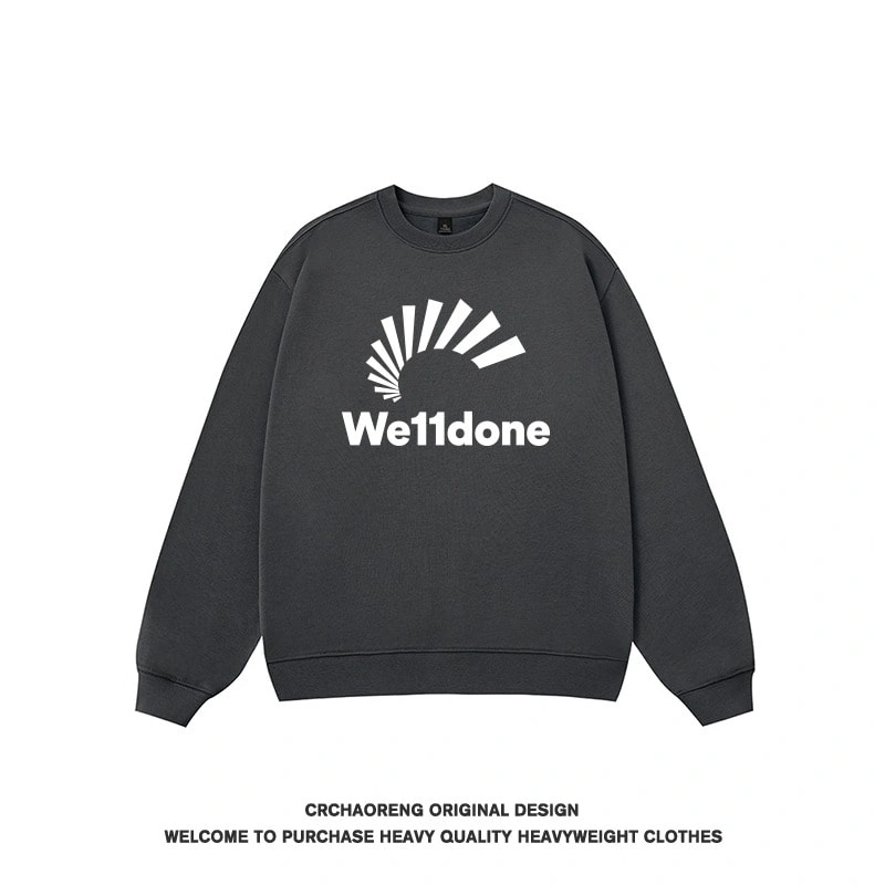 We11done Konne 2024 New Trend Brand Long Sleeve Shirt Loose Versatile Grey Crew Neck Sweatshirt Men Style 4