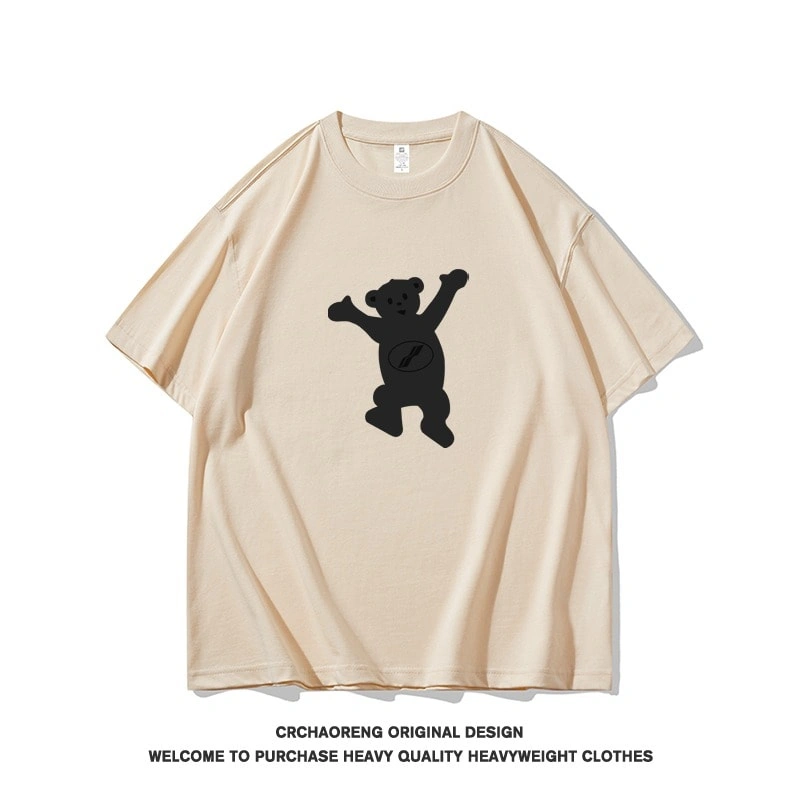 We11done Konne Bear Print Korean Loose Short Sleeve Men Niche Trend Brand Crew Neck T-Shirt Couple Style 4