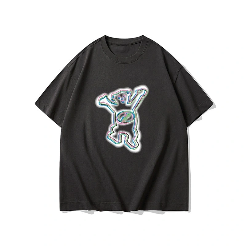 We11done Konne Bear Print Short Sleeve T-Shirt Men Loose Pure Cotton Trend Half Sleeve Top Style 2