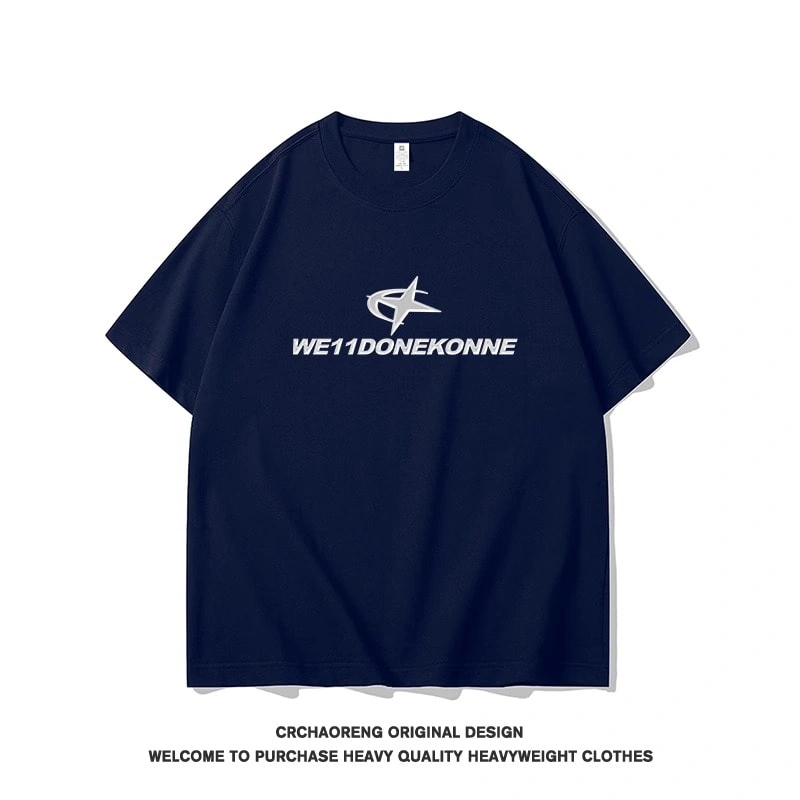 We11done Konne Casual Loose Fashion Trendy T-Shirt Men Retro High Street Crew Neck Short Sleeve Top Style 2